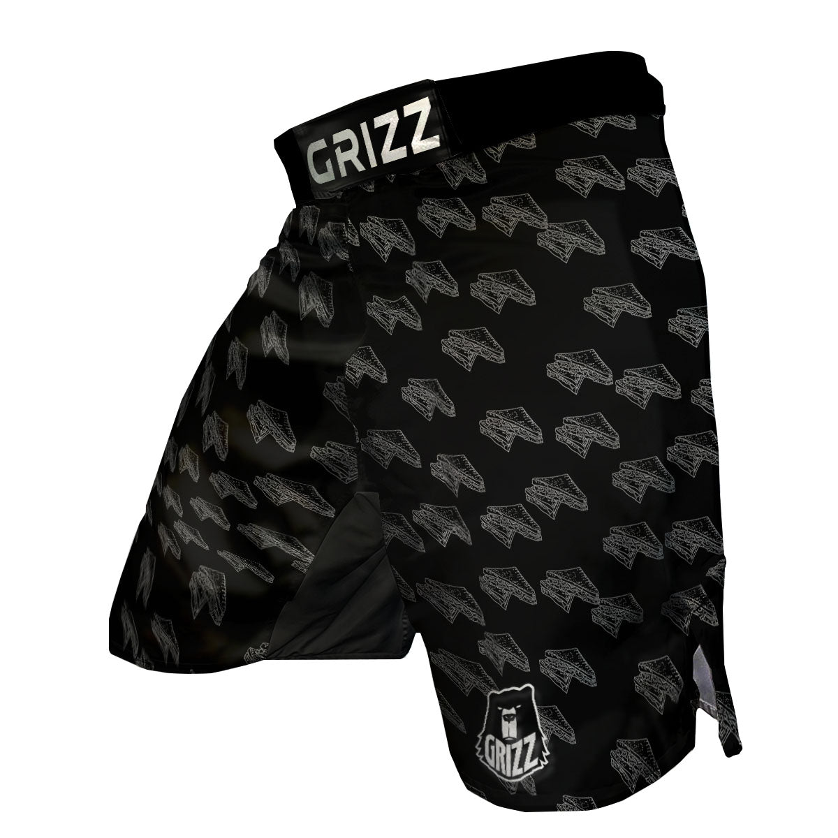 Sandwich Black Doodle Print Pattern MMA Shorts-grizzshop