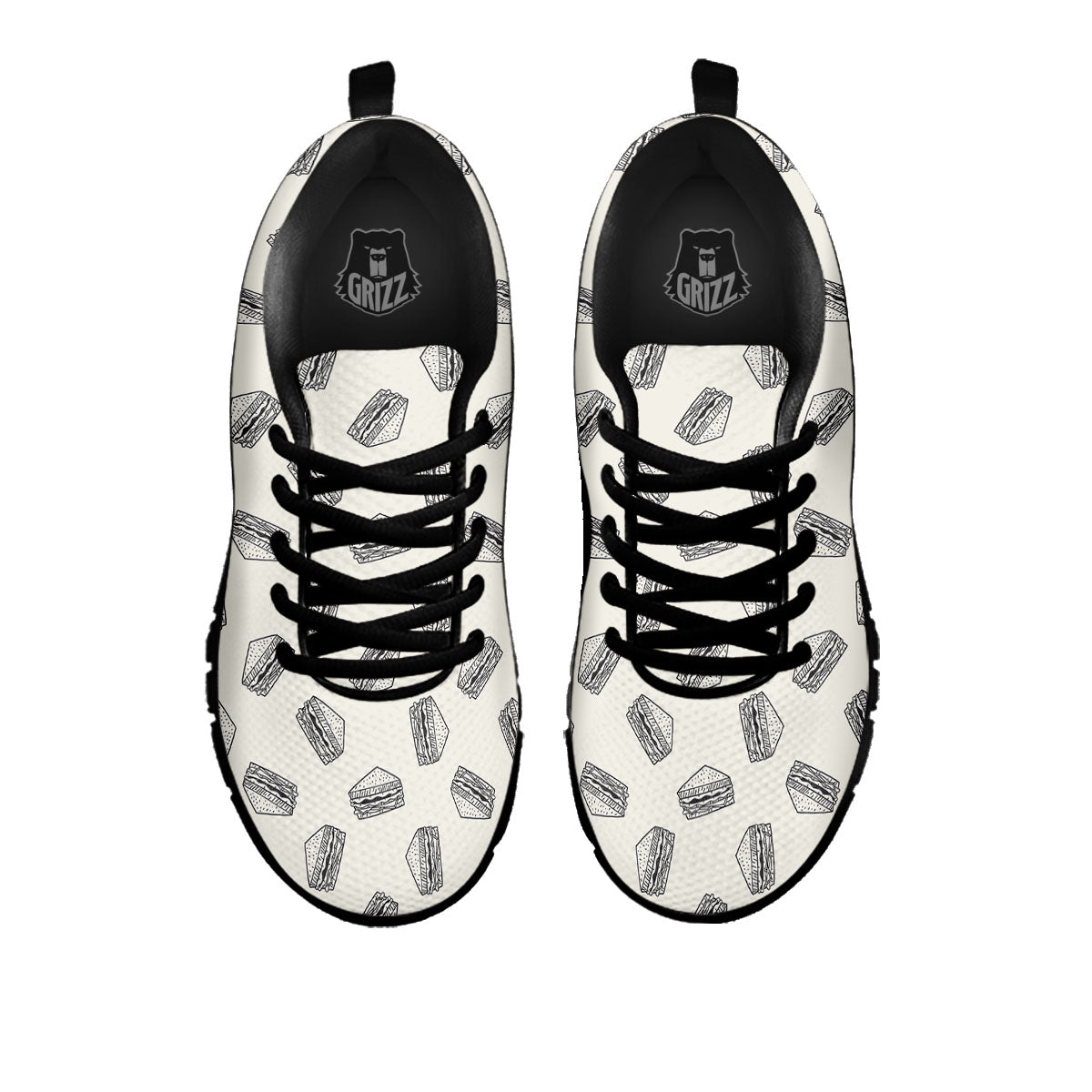 Sandwich Grey Doodle Print Pattern Black Sneaker-grizzshop