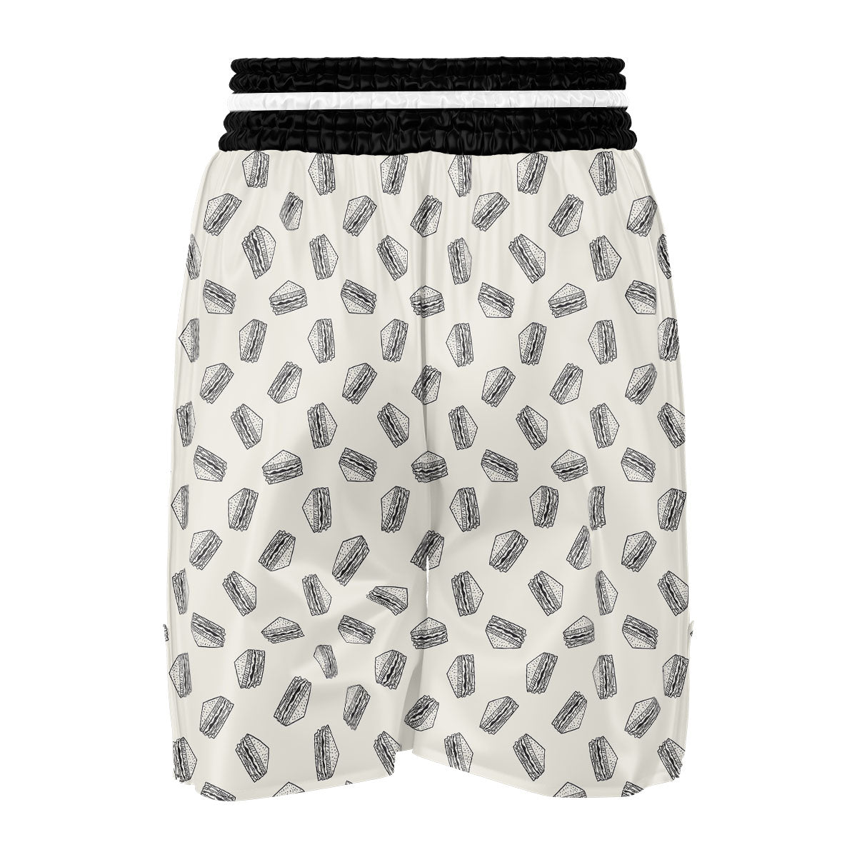 Sandwich Grey Doodle Print Pattern Boxing Shorts-grizzshop