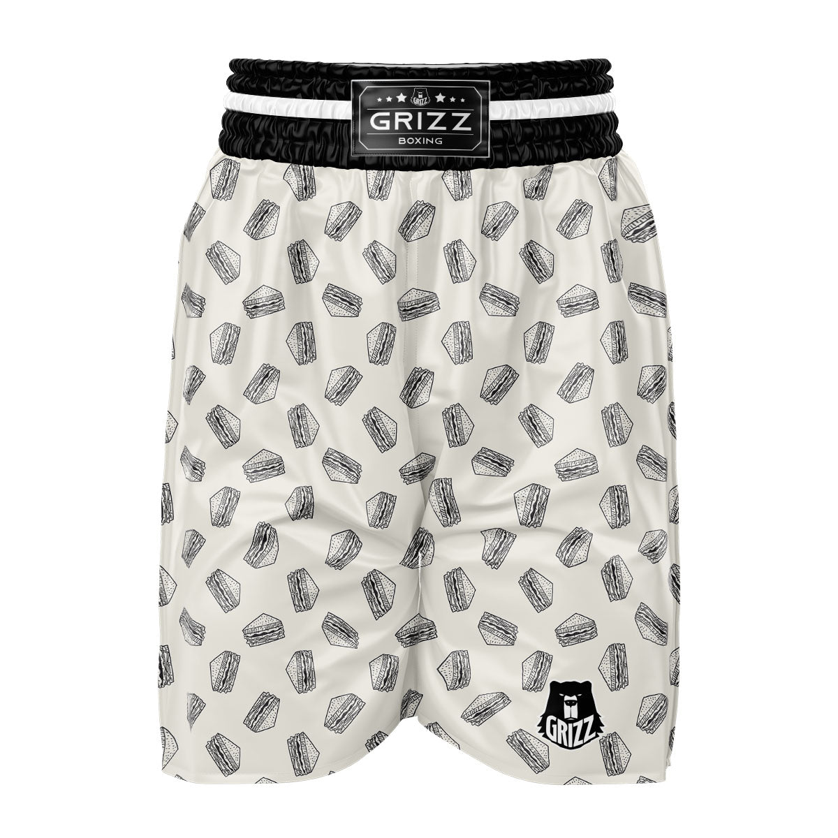 Sandwich Grey Doodle Print Pattern Boxing Shorts-grizzshop
