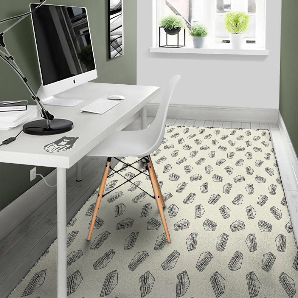 Sandwich Grey Doodle Print Pattern Floor Mat-grizzshop