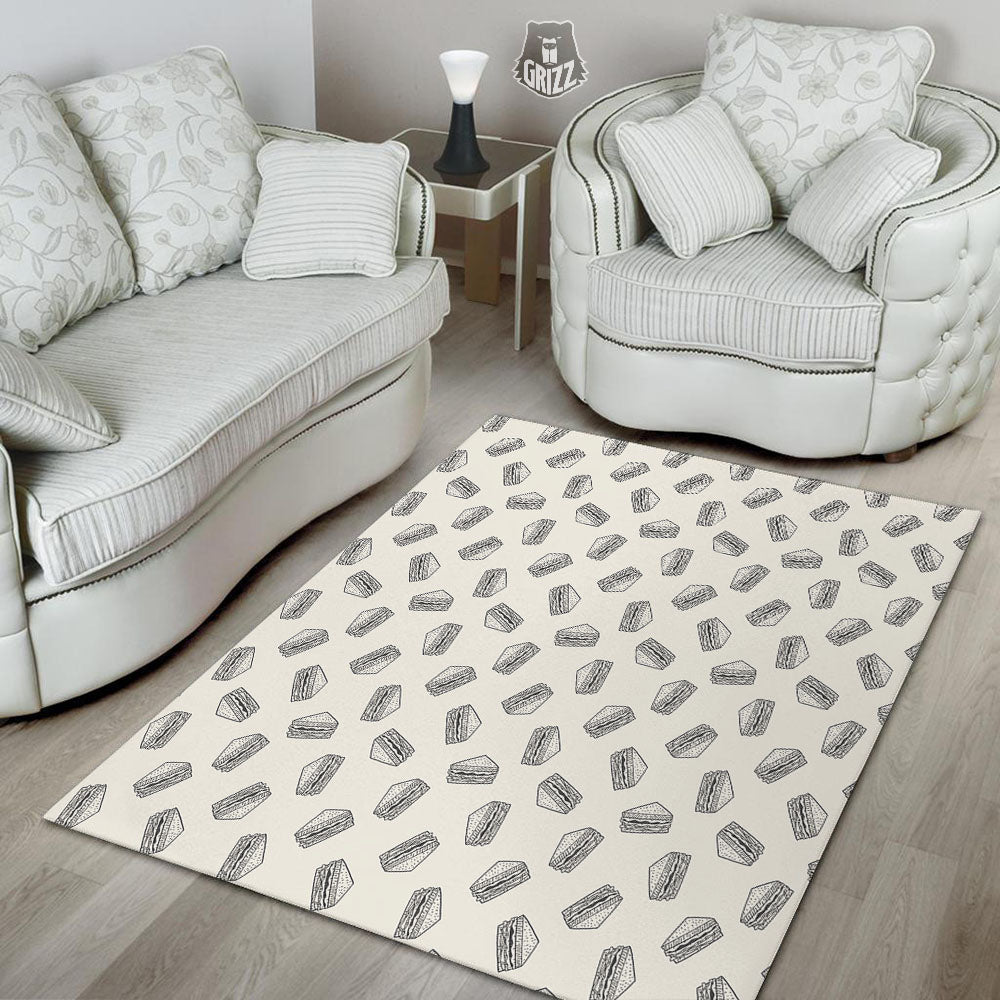 Sandwich Grey Doodle Print Pattern Floor Mat-grizzshop