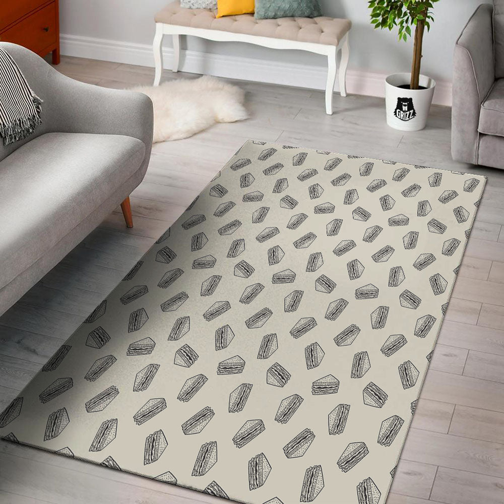 Sandwich Grey Doodle Print Pattern Floor Mat-grizzshop