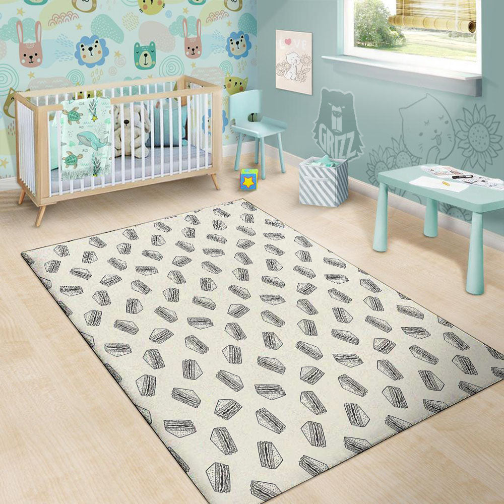 Sandwich Grey Doodle Print Pattern Floor Mat-grizzshop