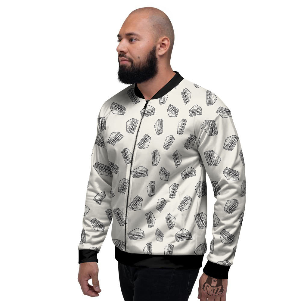 Sandwich Grey Doodle Print Pattern Men's Bomber Jacket-grizzshop