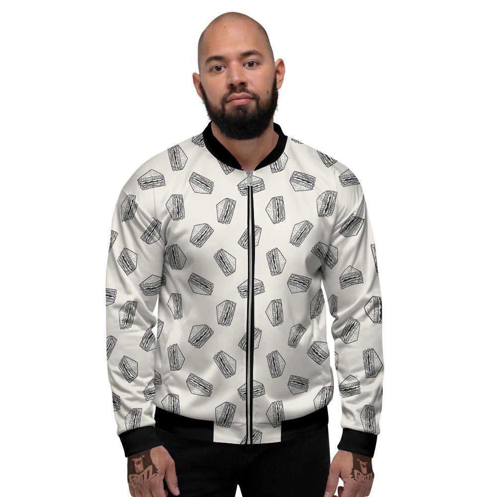 Sandwich Grey Doodle Print Pattern Men's Bomber Jacket-grizzshop