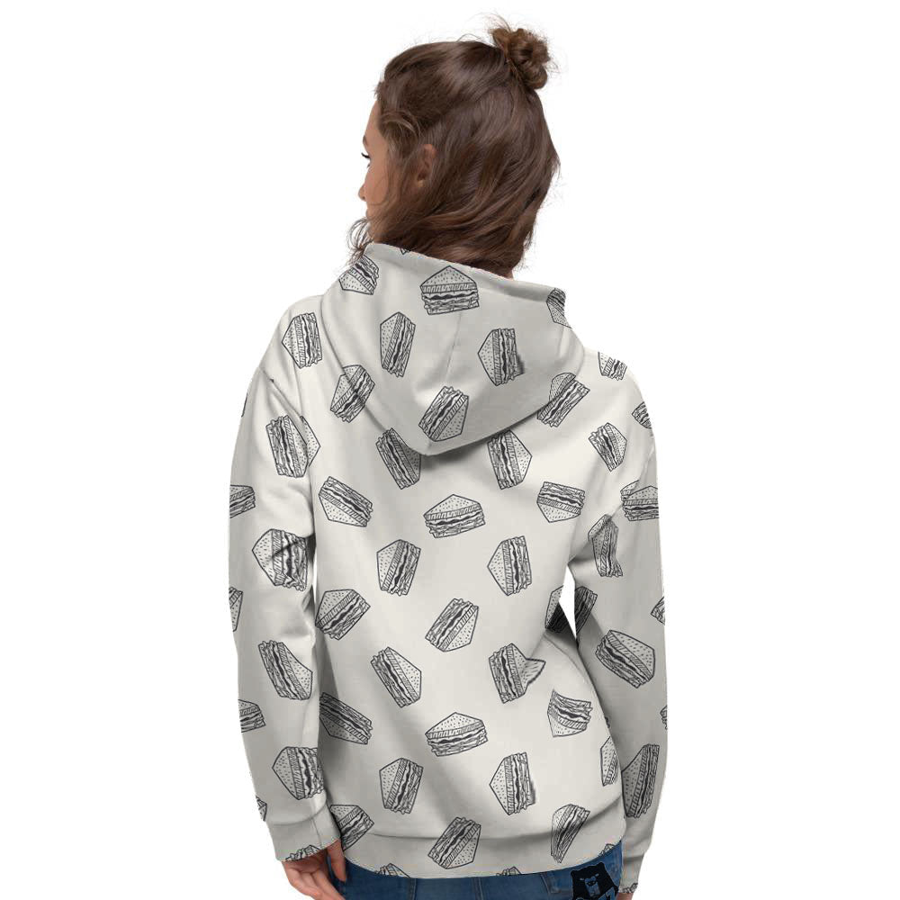 Sandwich Grey Doodle Print Pattern Women's Hoodie-grizzshop