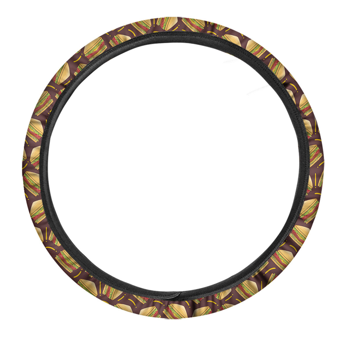 Sandwiches Brown Print Pattern Car Steering Wheel Cover-grizzshop