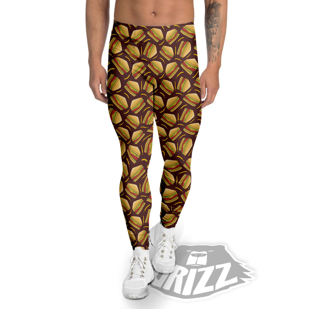Sandwiches Brown Print Pattern Men's Leggings-grizzshop
