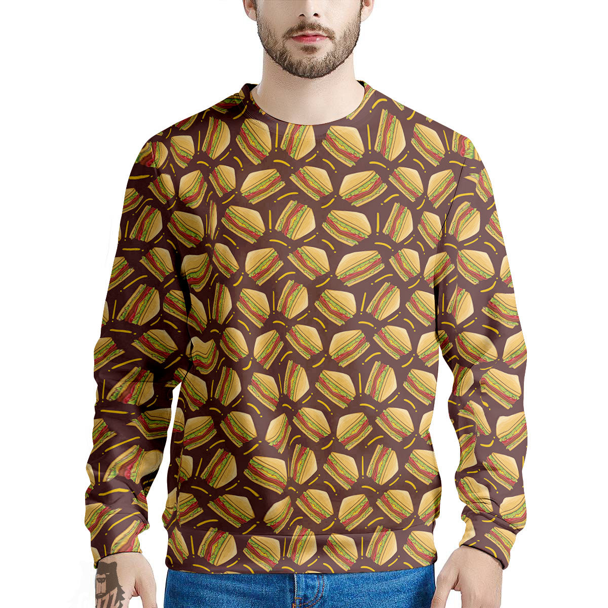 Sandwiches Brown Print Pattern Men's Sweatshirt-grizzshop