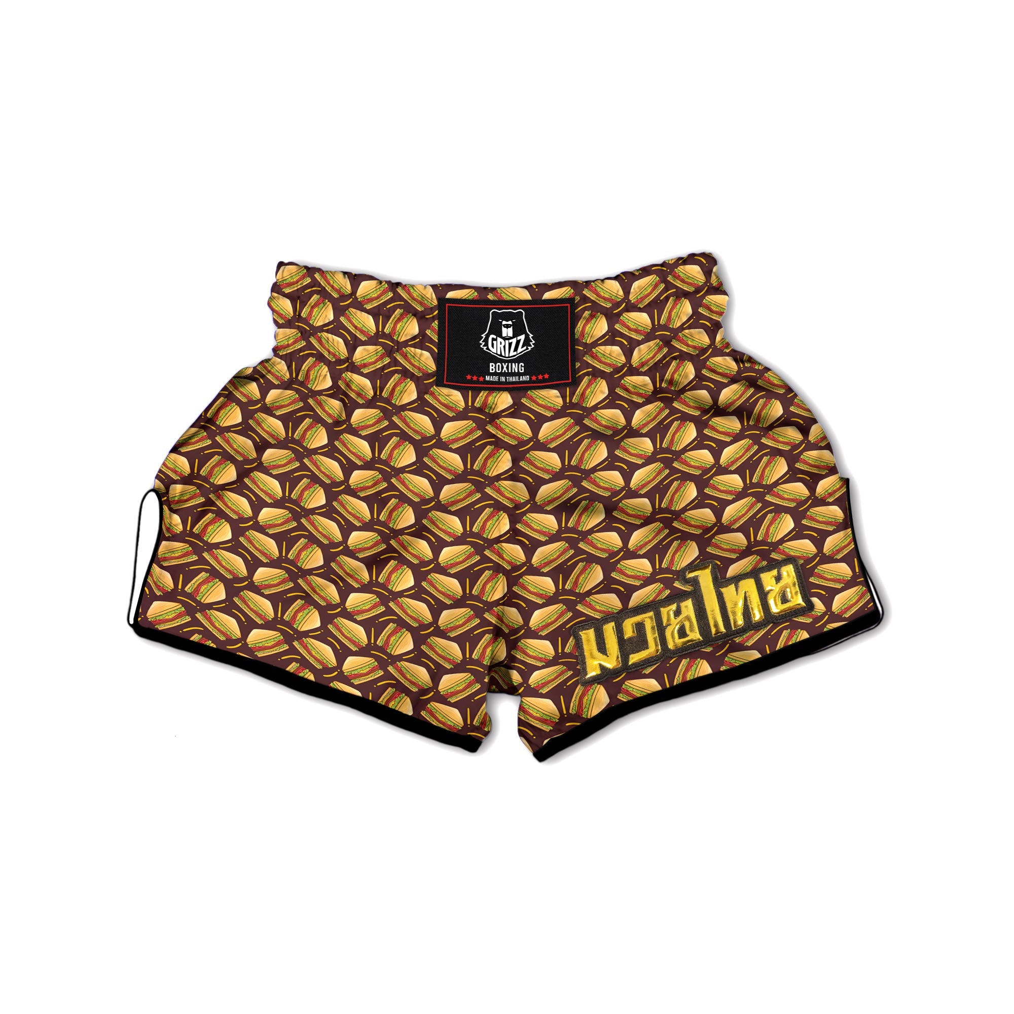 Sandwiches Brown Print Pattern Muay Thai Boxing Shorts-grizzshop