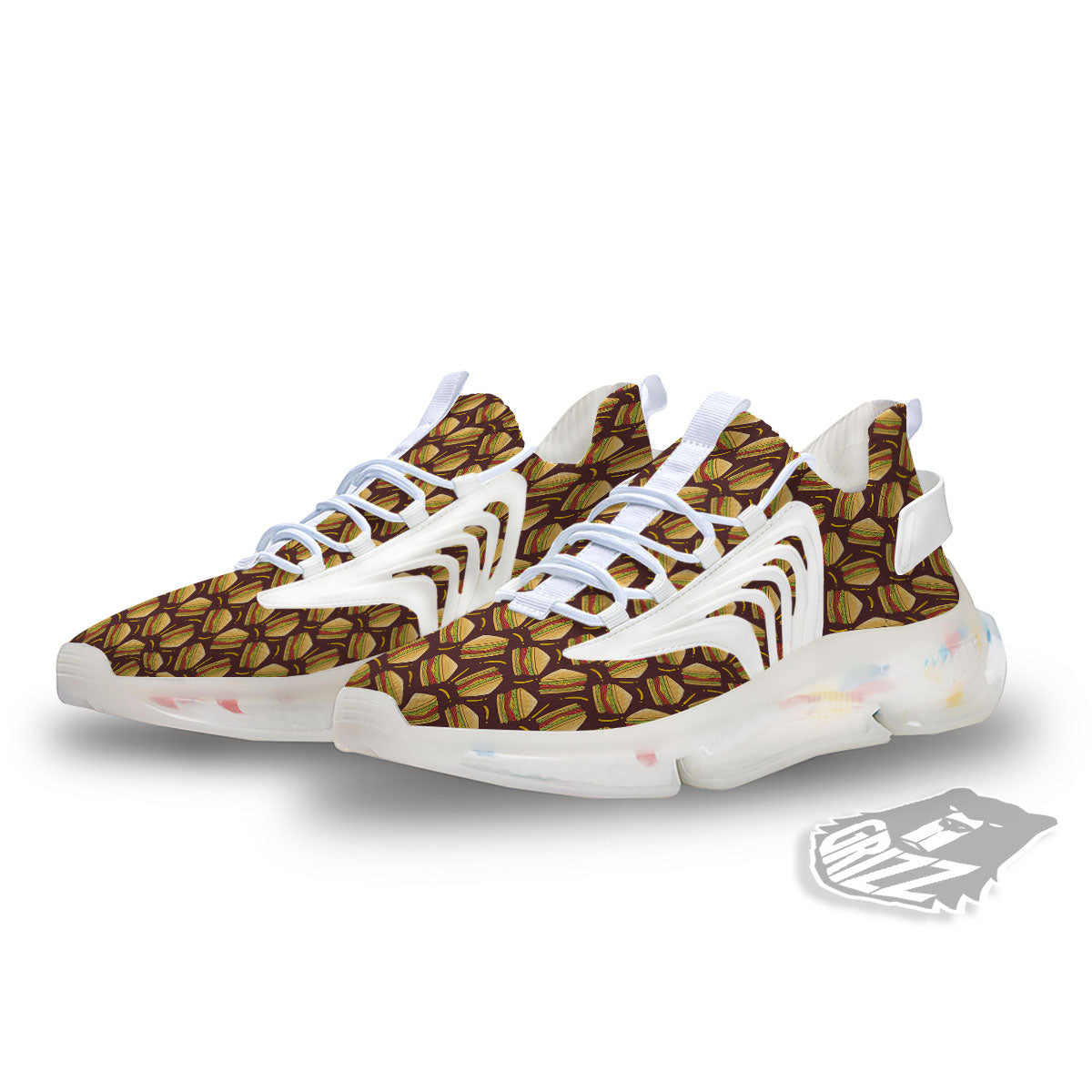 Sandwiches Brown Print Pattern White Gym Shoes-grizzshop