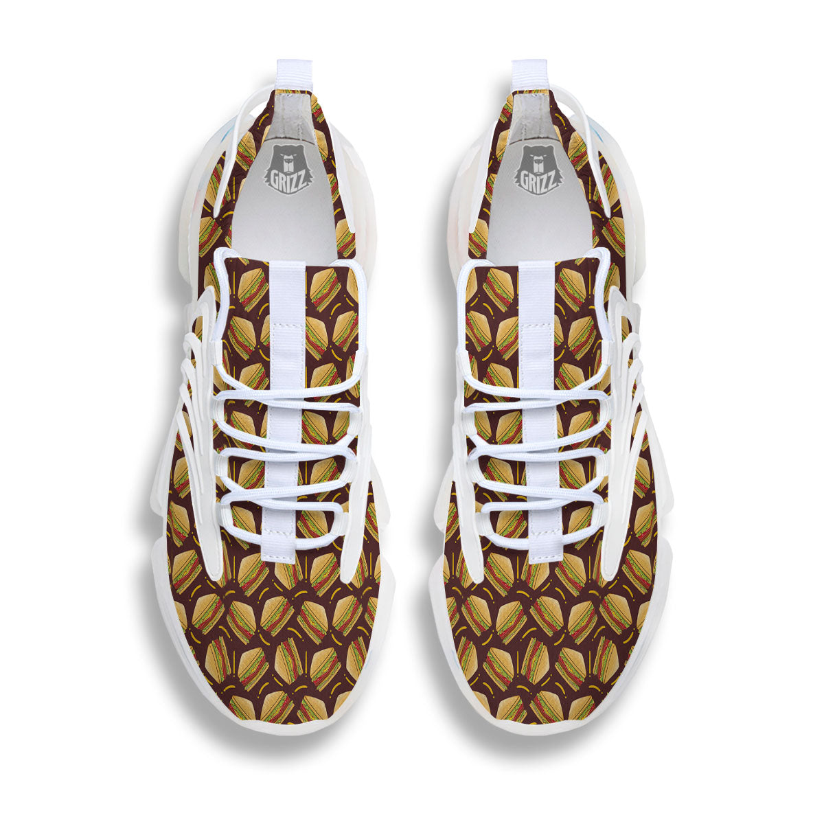 Sandwiches Brown Print Pattern White Gym Shoes-grizzshop