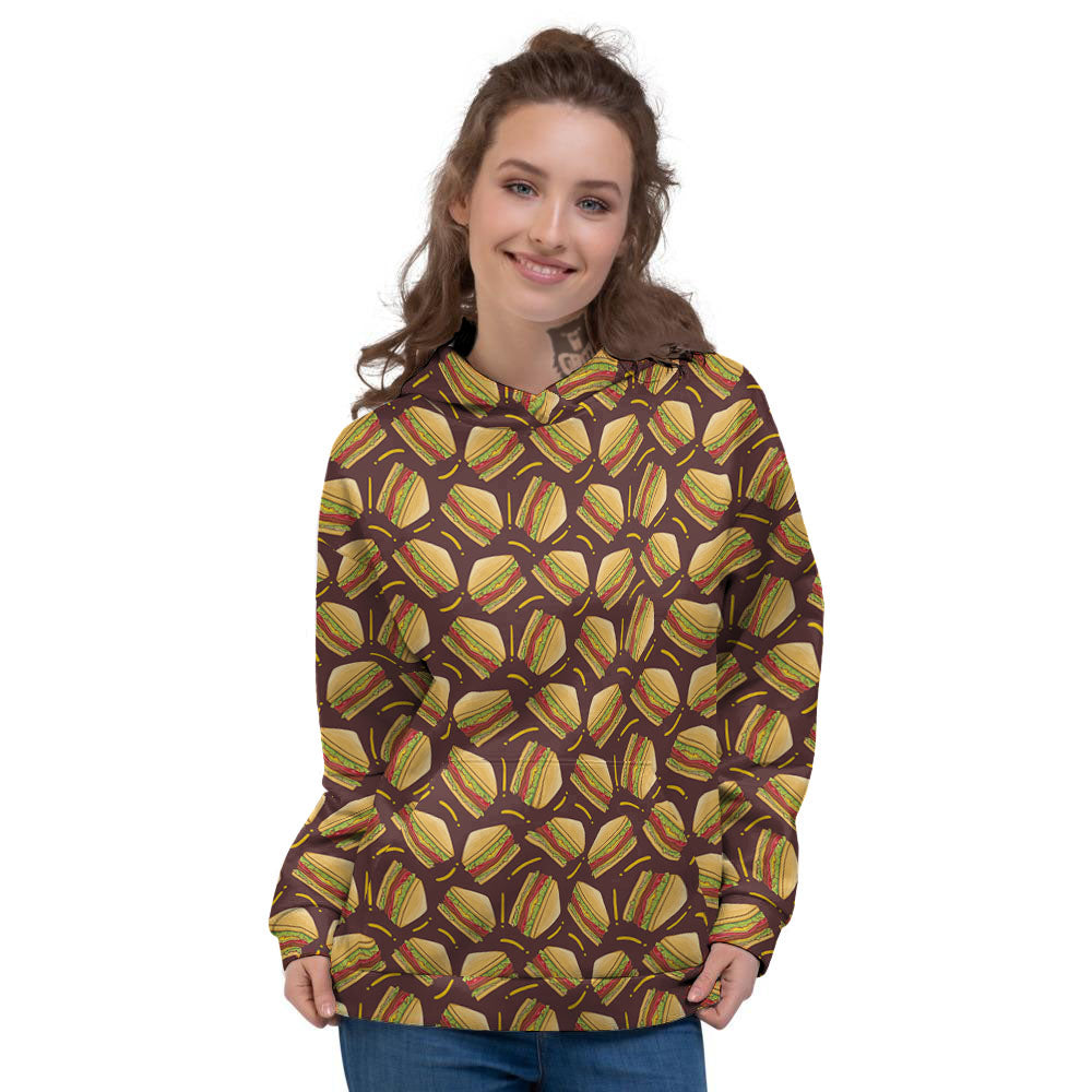 Sandwiches Brown Print Pattern Women's Hoodie-grizzshop