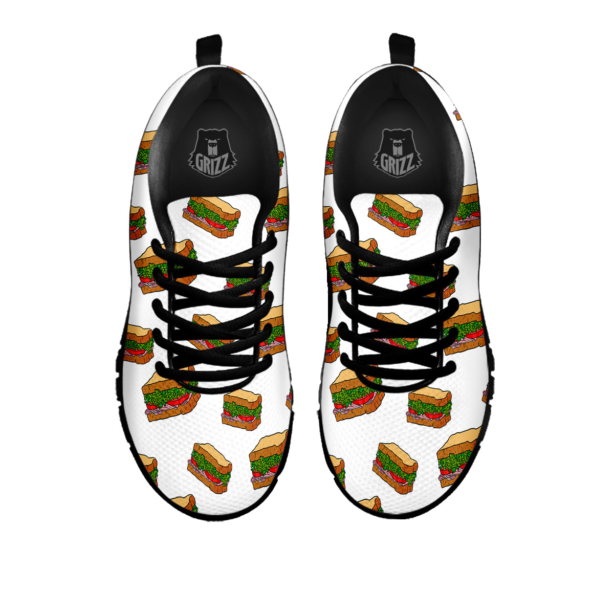 Sandwiches White Print Pattern Black Sneaker-grizzshop