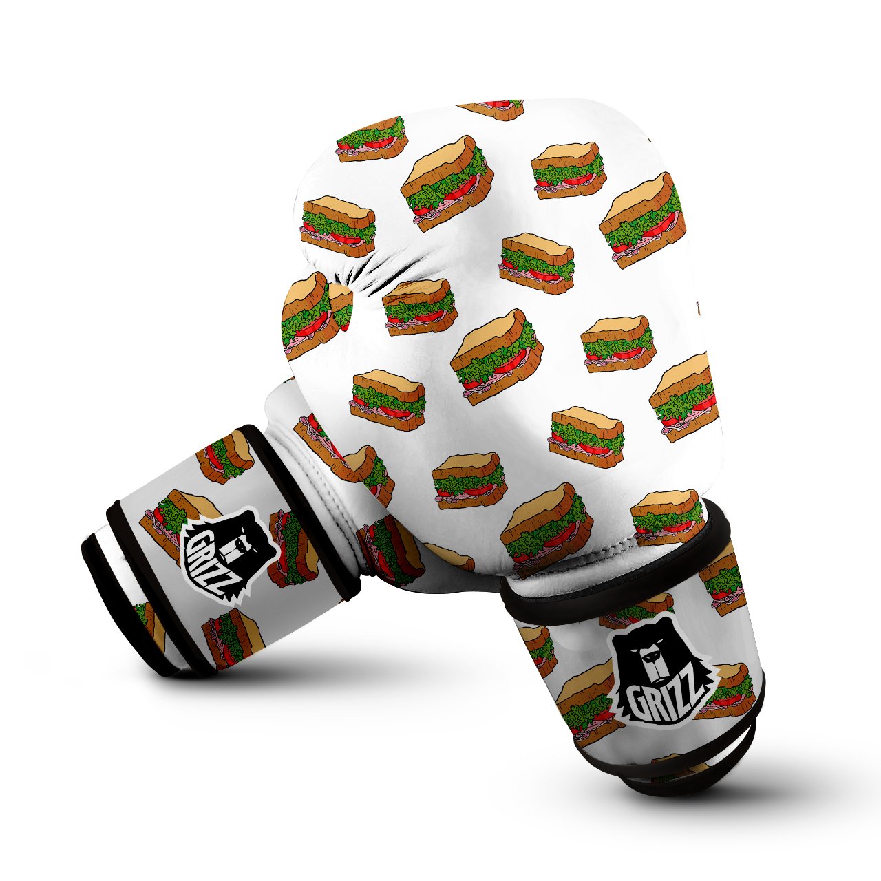 Sandwiches White Print Pattern Boxing Gloves-grizzshop