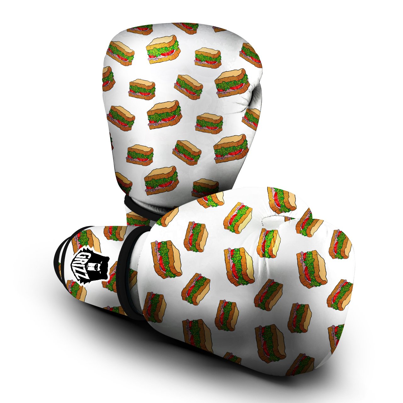 Sandwiches White Print Pattern Boxing Gloves-grizzshop