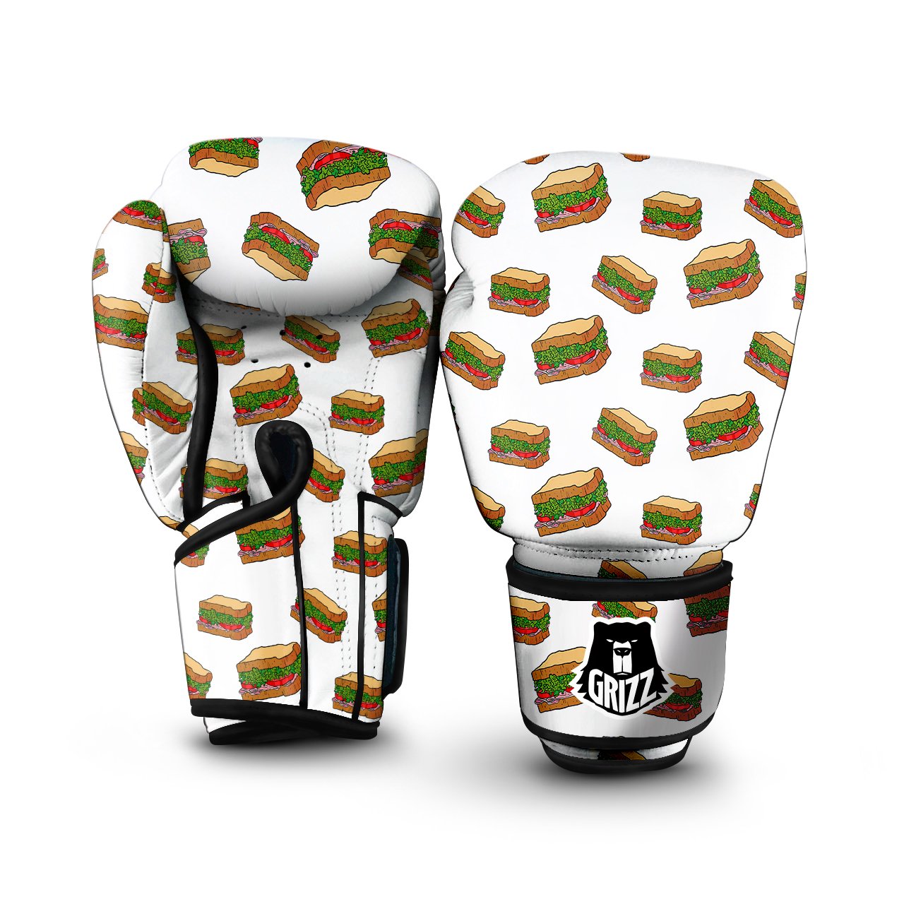 Sandwiches White Print Pattern Boxing Gloves-grizzshop
