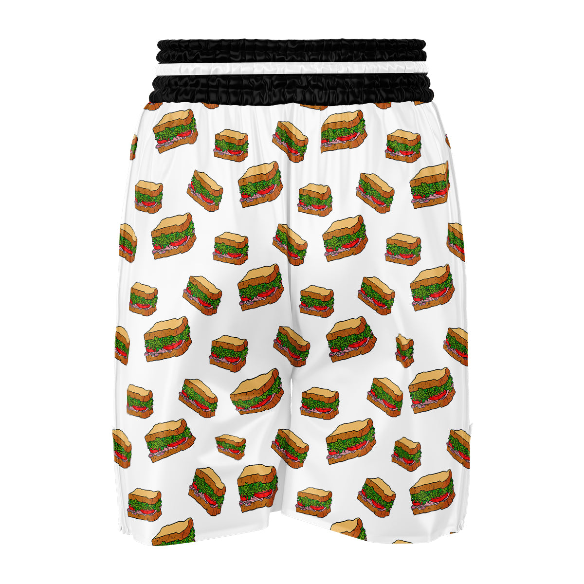 Sandwiches White Print Pattern Boxing Shorts-grizzshop