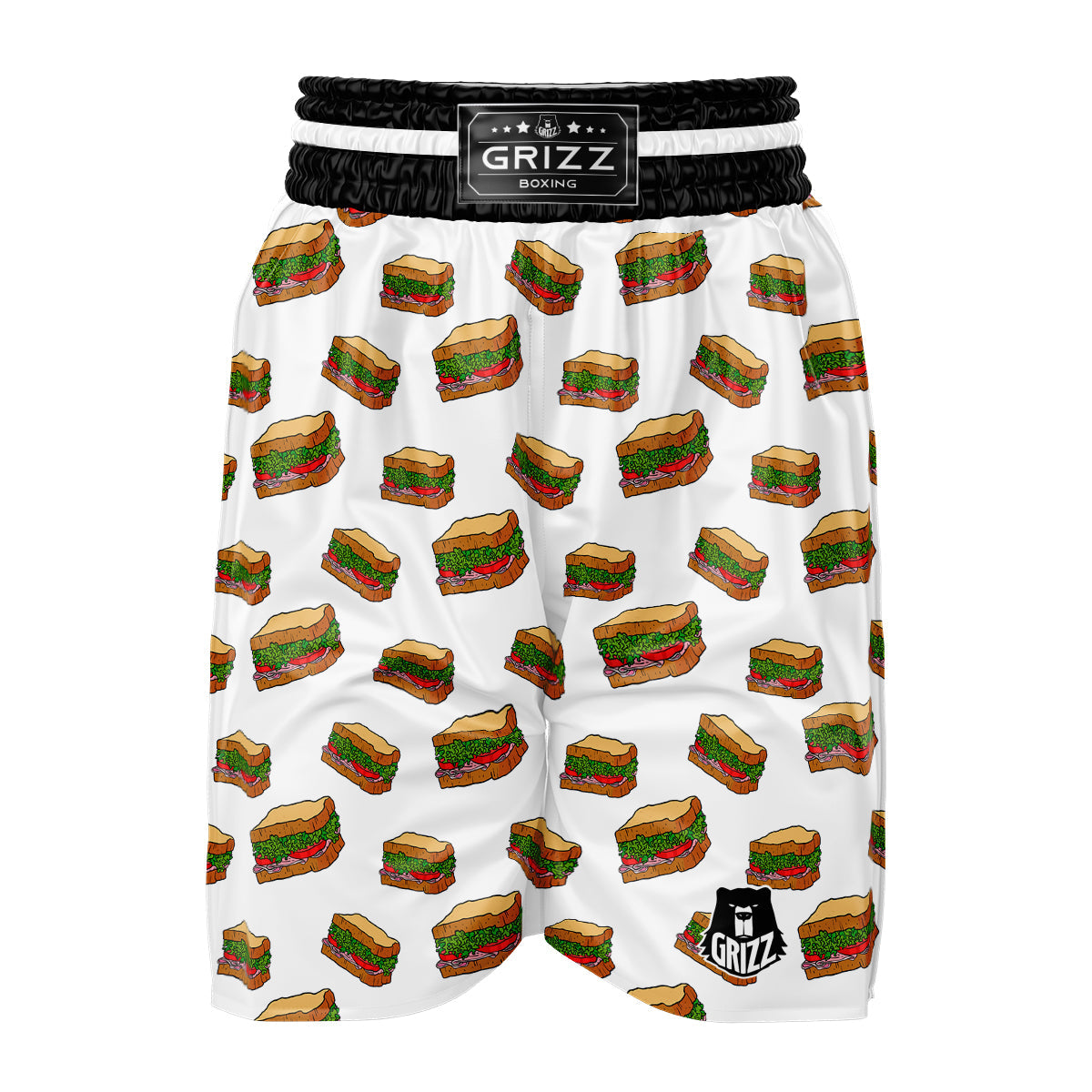 Sandwiches White Print Pattern Boxing Shorts-grizzshop