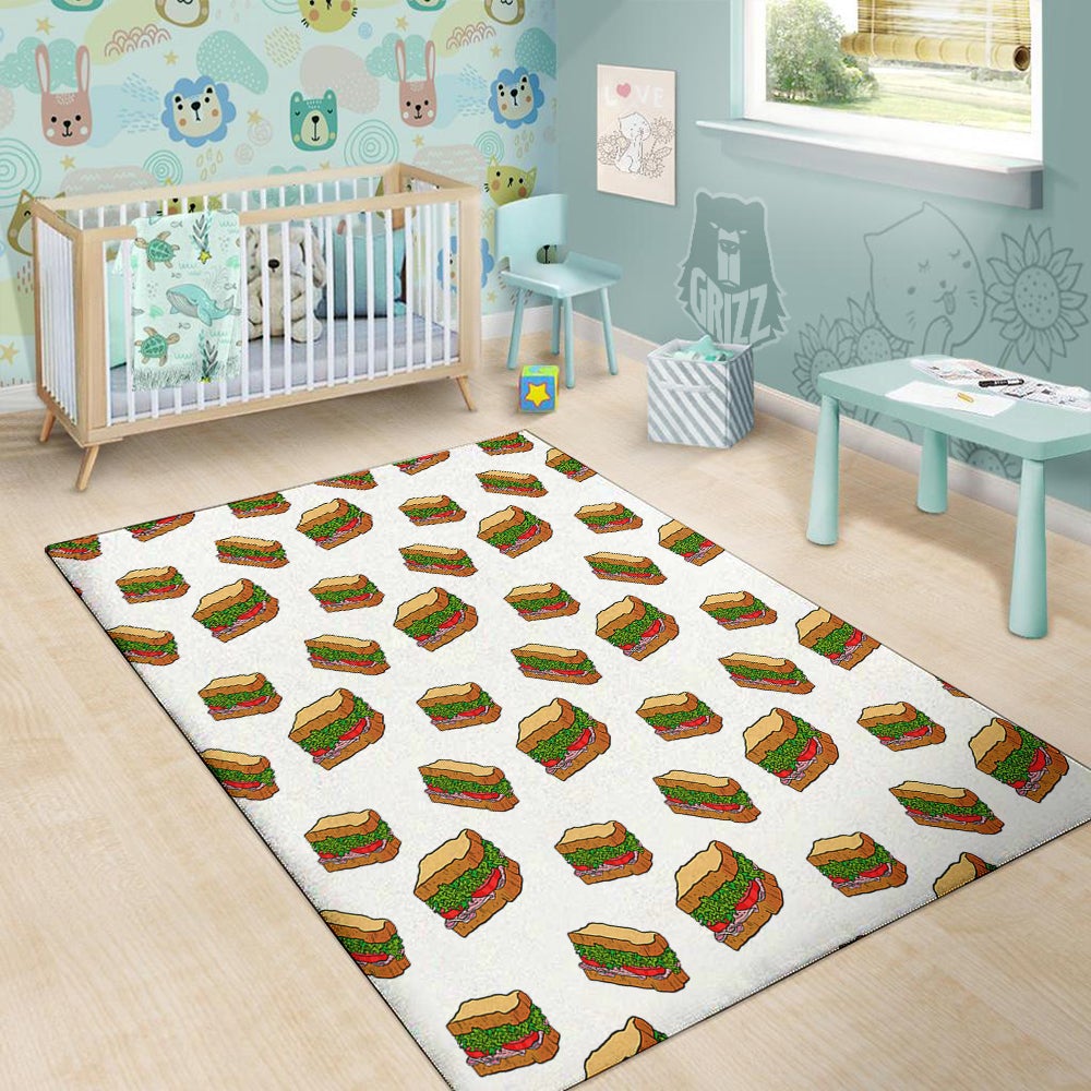 Sandwiches White Print Pattern Floor Mat-grizzshop