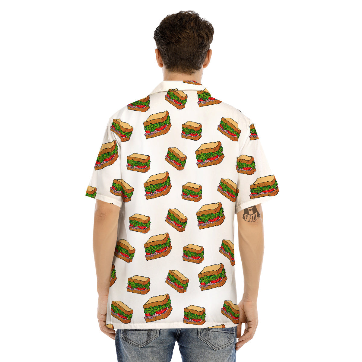 Sandwiches White Print Pattern Men's Hawaiian Shirt-grizzshop