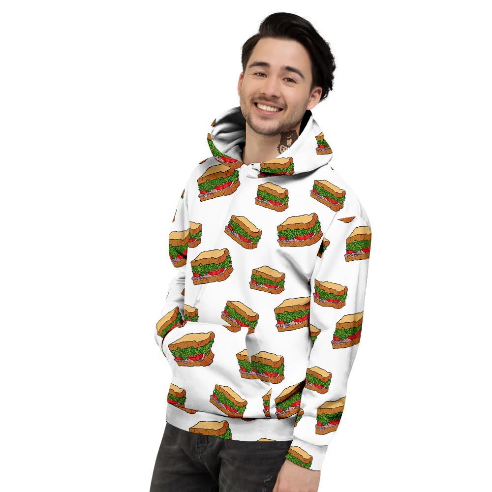 Sandwiches White Print Pattern Men's Hoodie-grizzshop