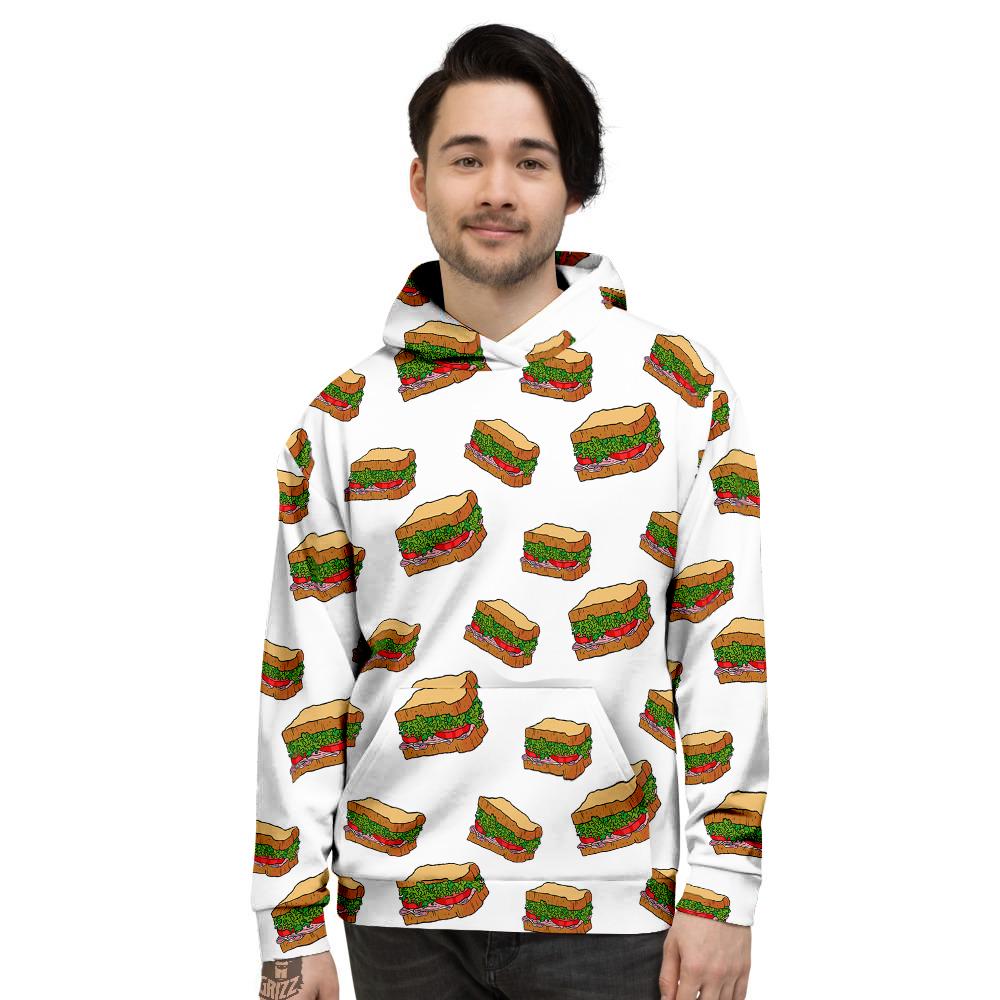 Sandwiches White Print Pattern Men's Hoodie-grizzshop