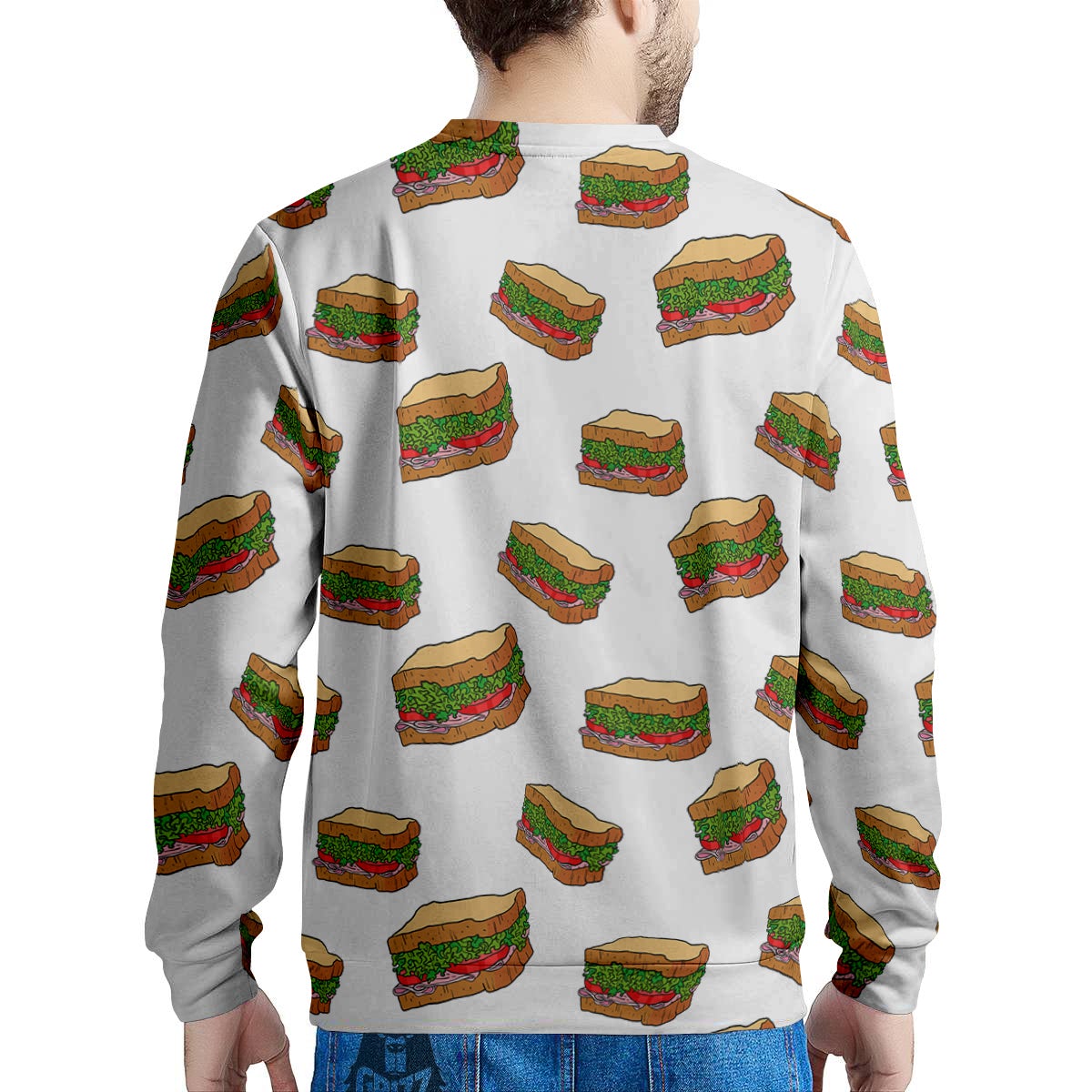 Sandwiches White Print Pattern Men's Sweatshirt-grizzshop