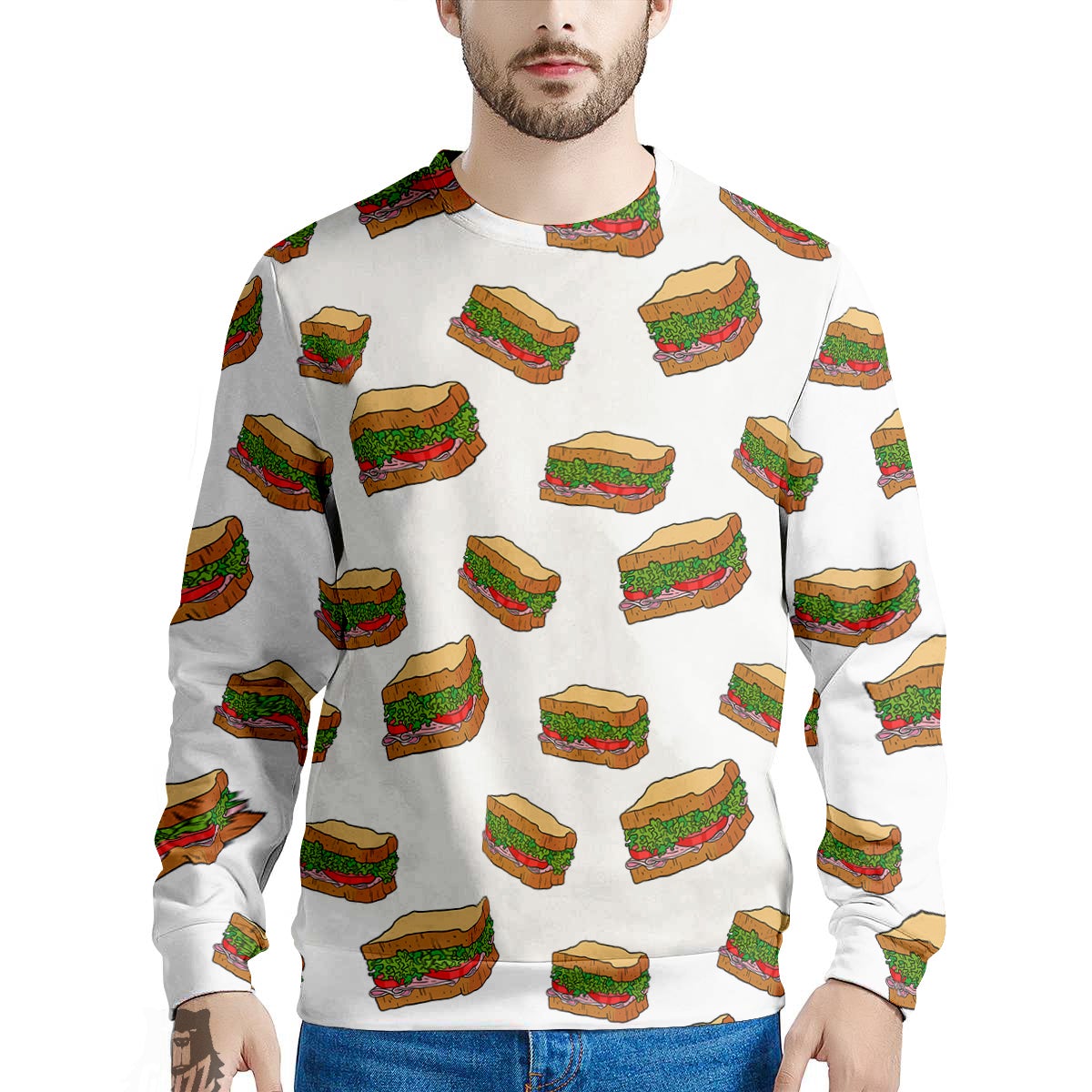 Sandwiches White Print Pattern Men's Sweatshirt-grizzshop