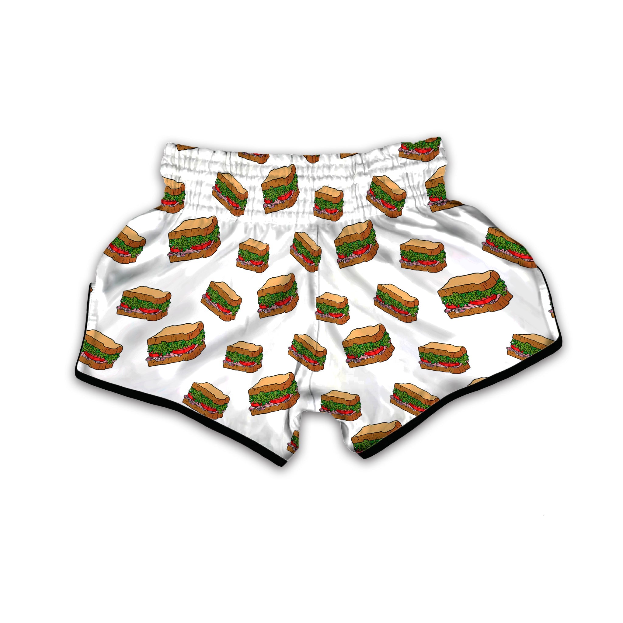 Sandwiches White Print Pattern Muay Thai Boxing Shorts-grizzshop