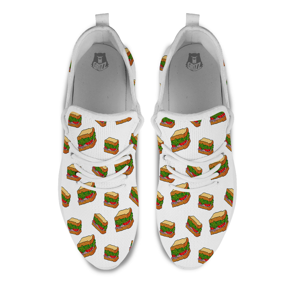 Sandwiches White Print Pattern White Athletic Shoes-grizzshop