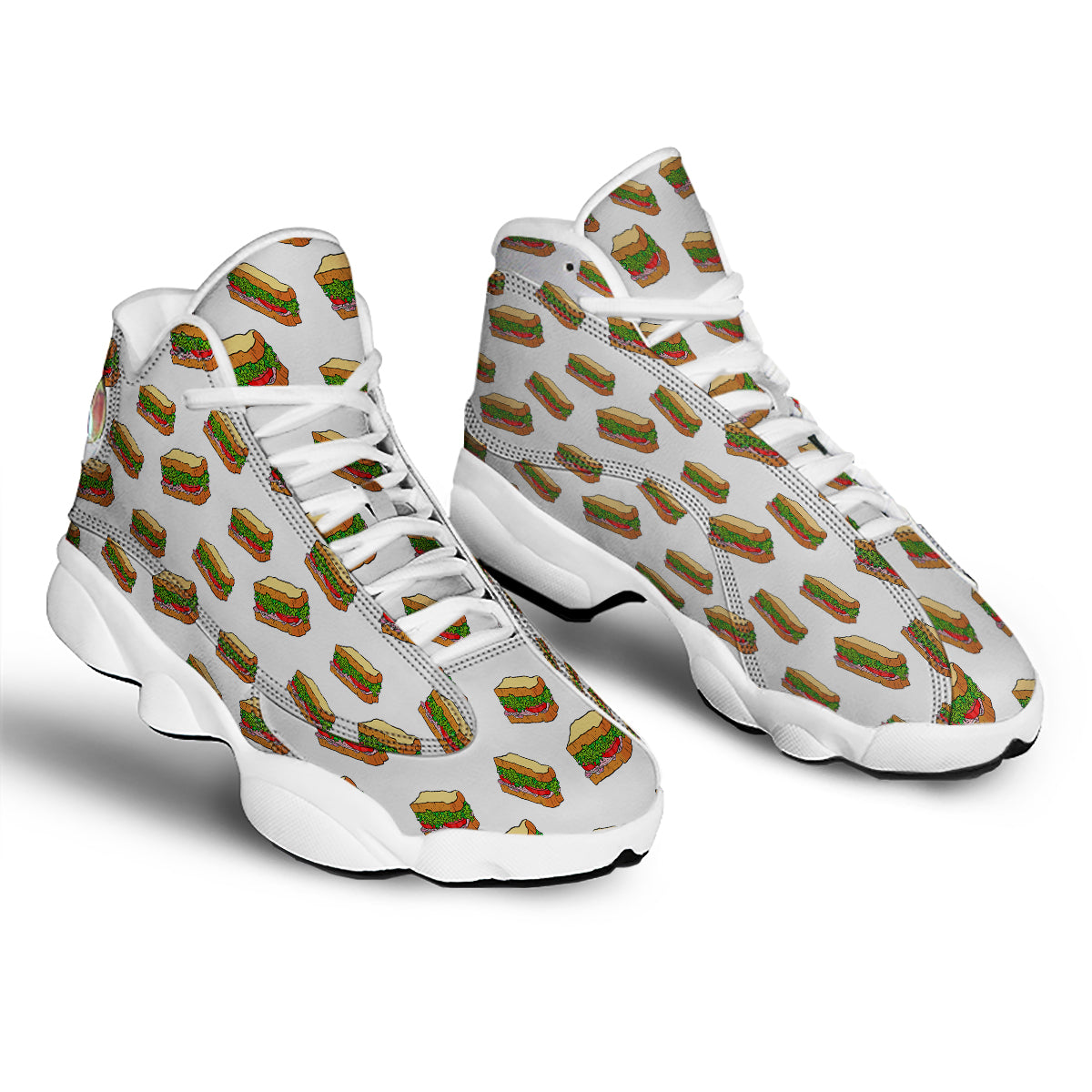 Sandwiches White Print Pattern White Basketball Shoes-grizzshop