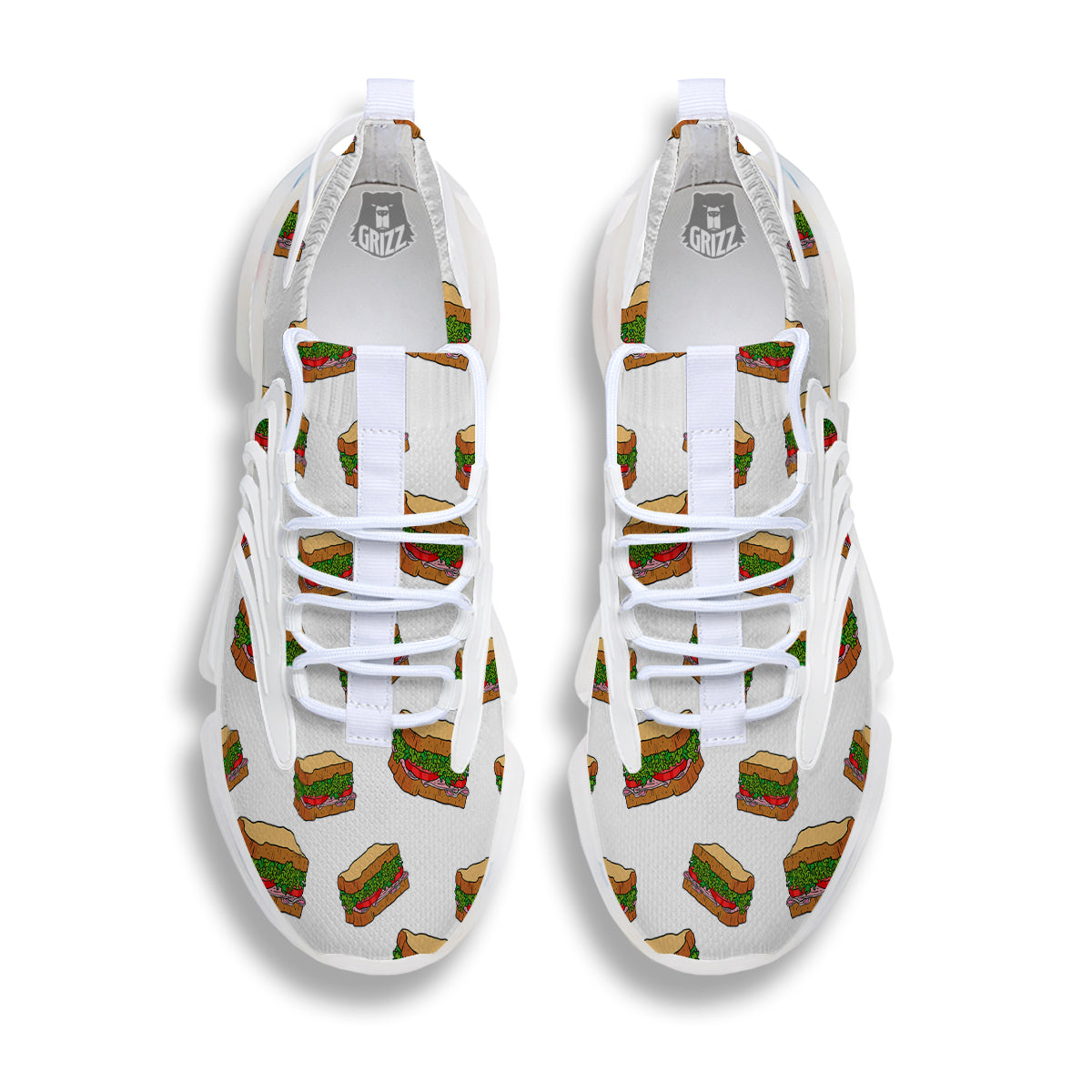 Sandwiches White Print Pattern White Gym Shoes-grizzshop