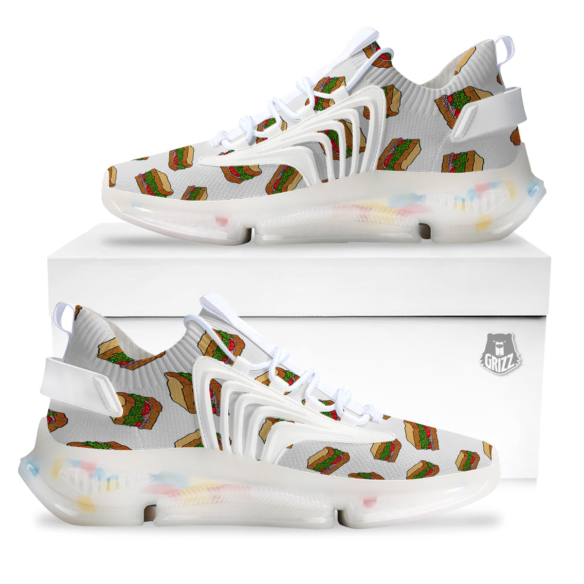 Sandwiches White Print Pattern White Gym Shoes-grizzshop