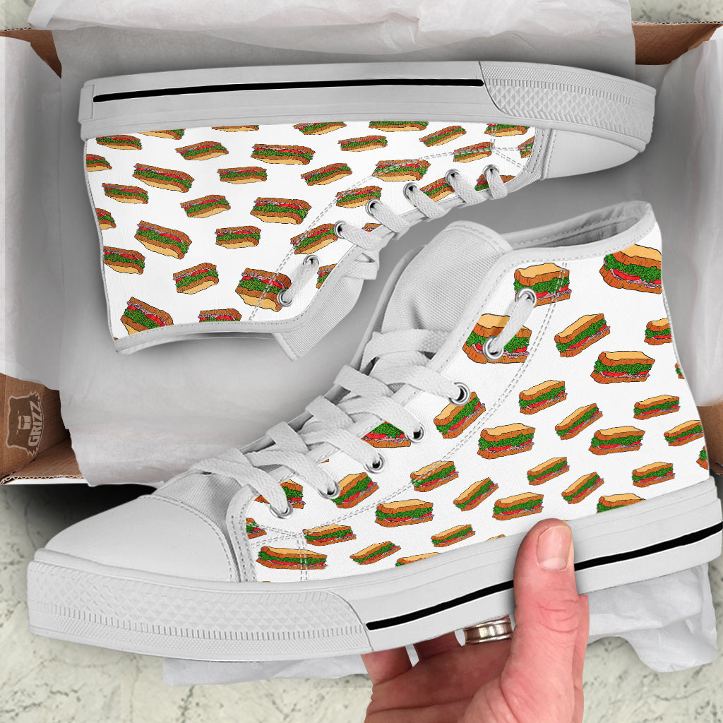 Sandwiches White Print Pattern White High Top Shoes-grizzshop