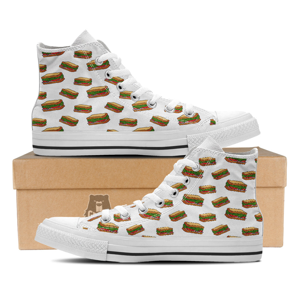Sandwiches White Print Pattern White High Top Shoes-grizzshop