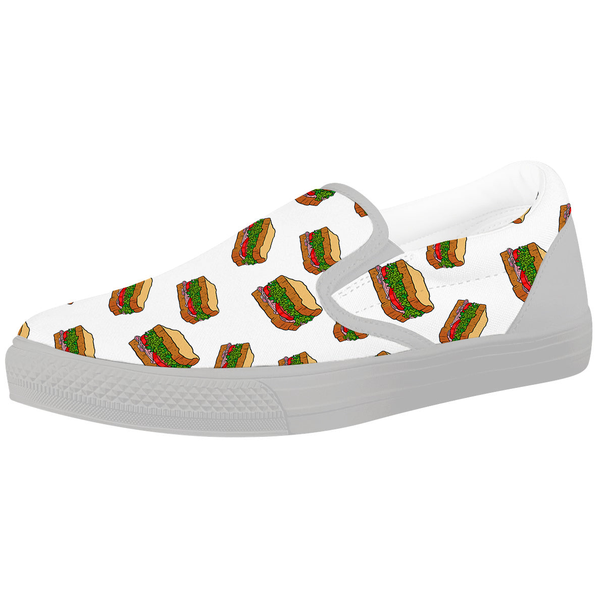 Sandwiches White Print Pattern White Slip On Shoes-grizzshop
