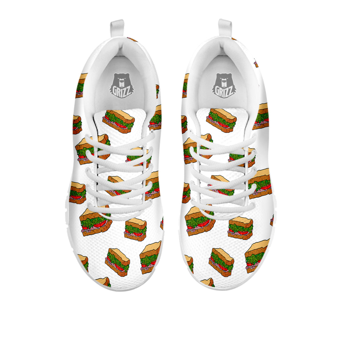 Sandwiches White Print Pattern White Sneaker-grizzshop