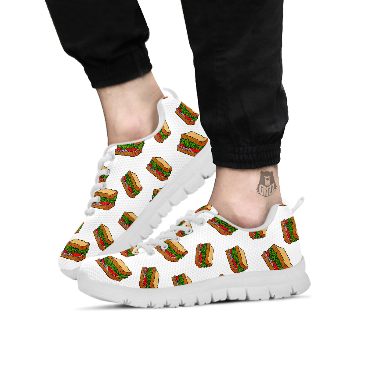 Sandwiches White Print Pattern White Sneaker-grizzshop