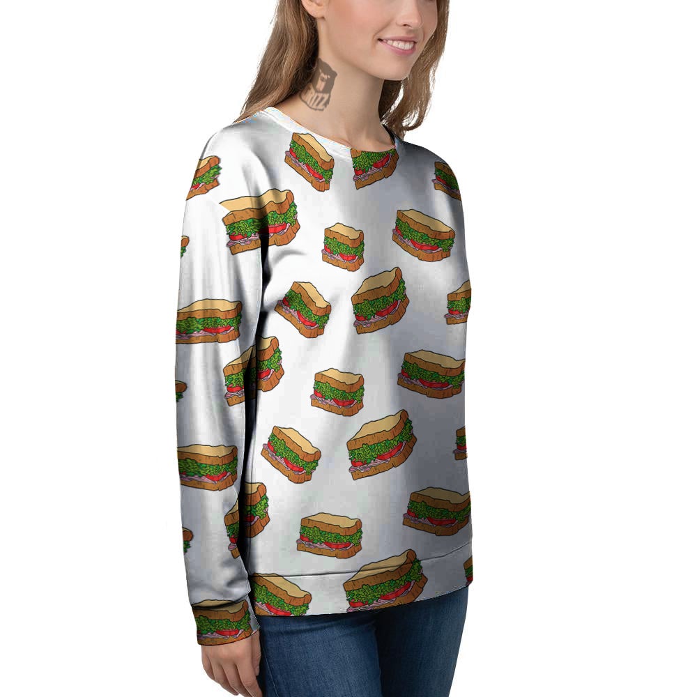 Sandwiches White Print Pattern Women's Sweatshirt-grizzshop