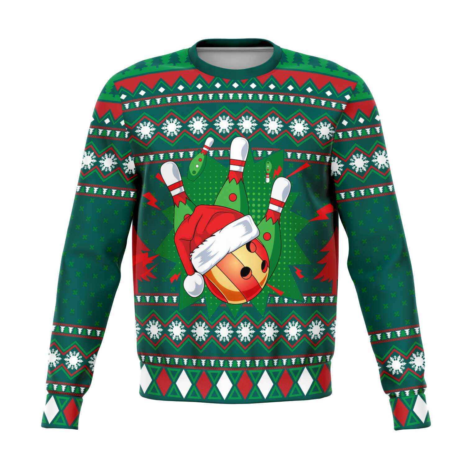 Santa Bowling Ugly Christmas Sweater-grizzshop