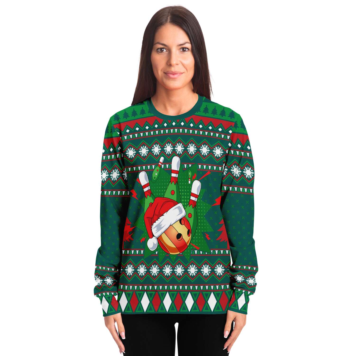 Santa Bowling Ugly Christmas Sweater-grizzshop