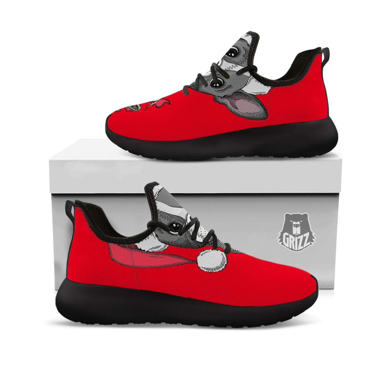Santa Christmas French Bulldog Print Black Athletic Shoes-grizzshop