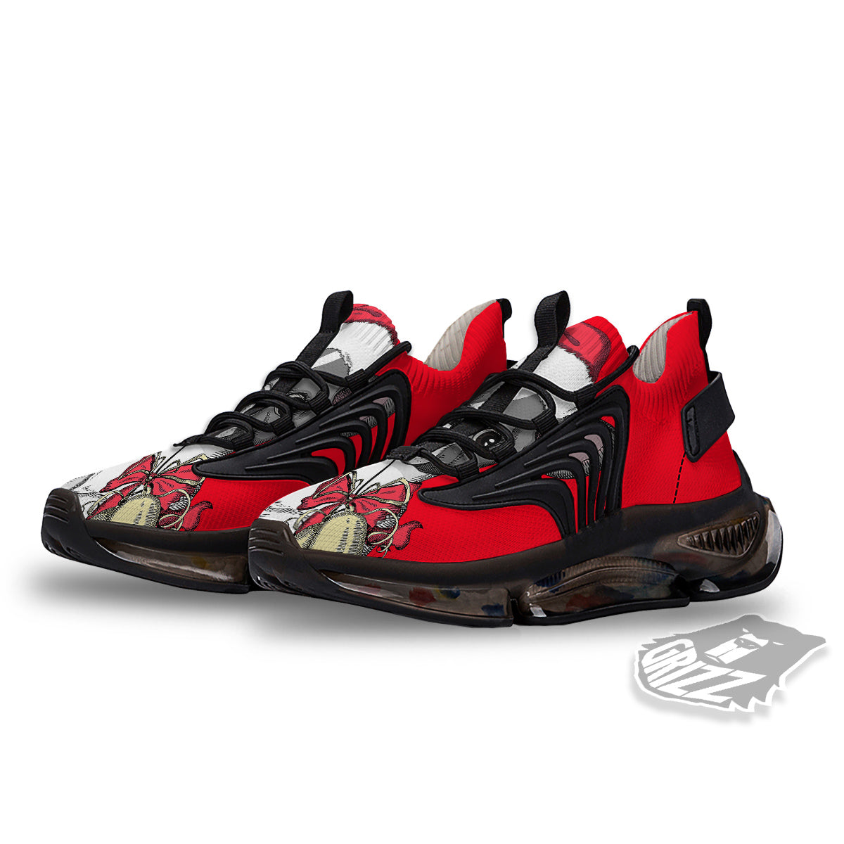 Santa Christmas French Bulldog Print Black Gym Shoes-grizzshop