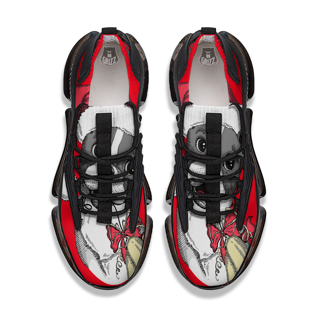 Santa Christmas French Bulldog Print Black Gym Shoes-grizzshop