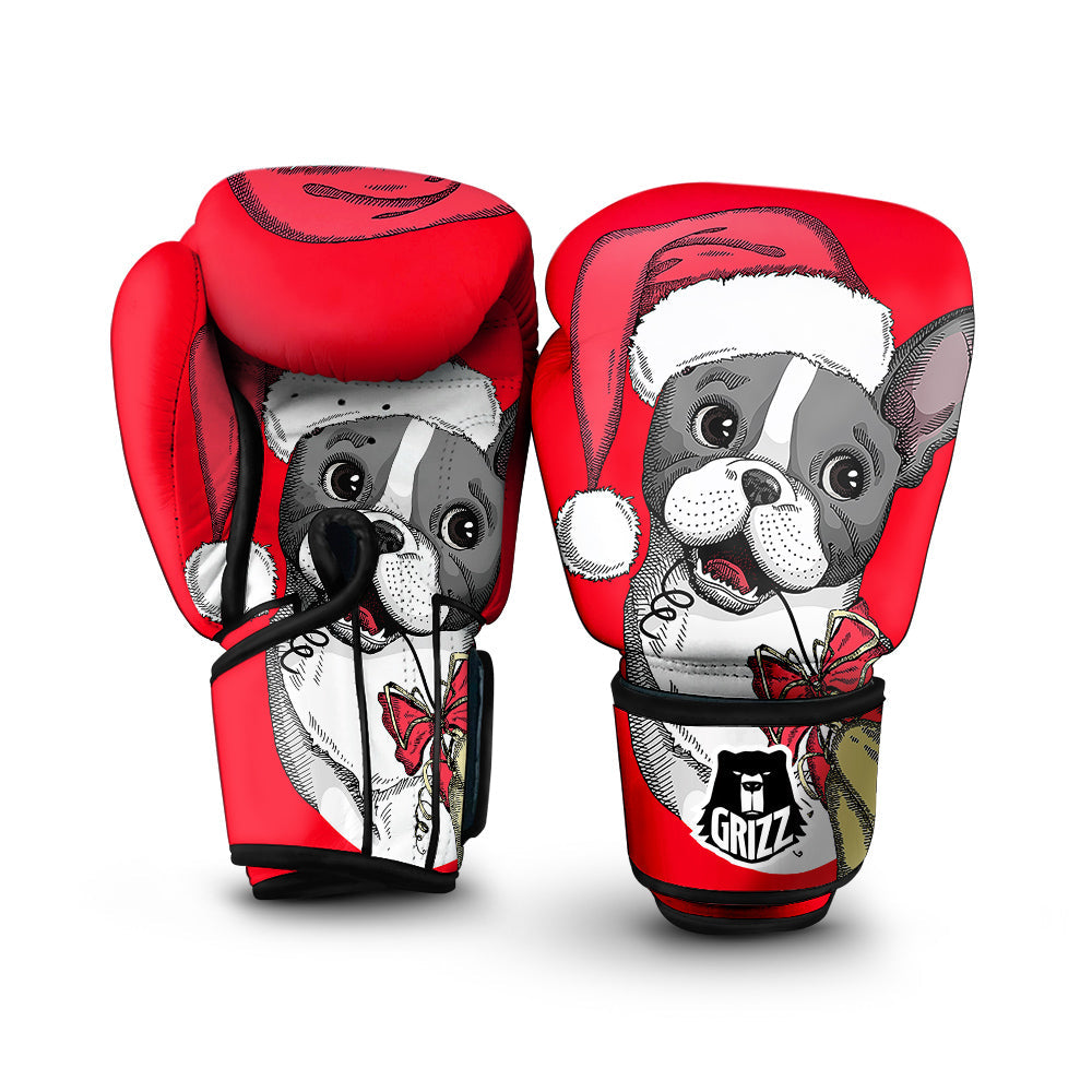 Santa Christmas French Bulldog Print Boxing Gloves-grizzshop