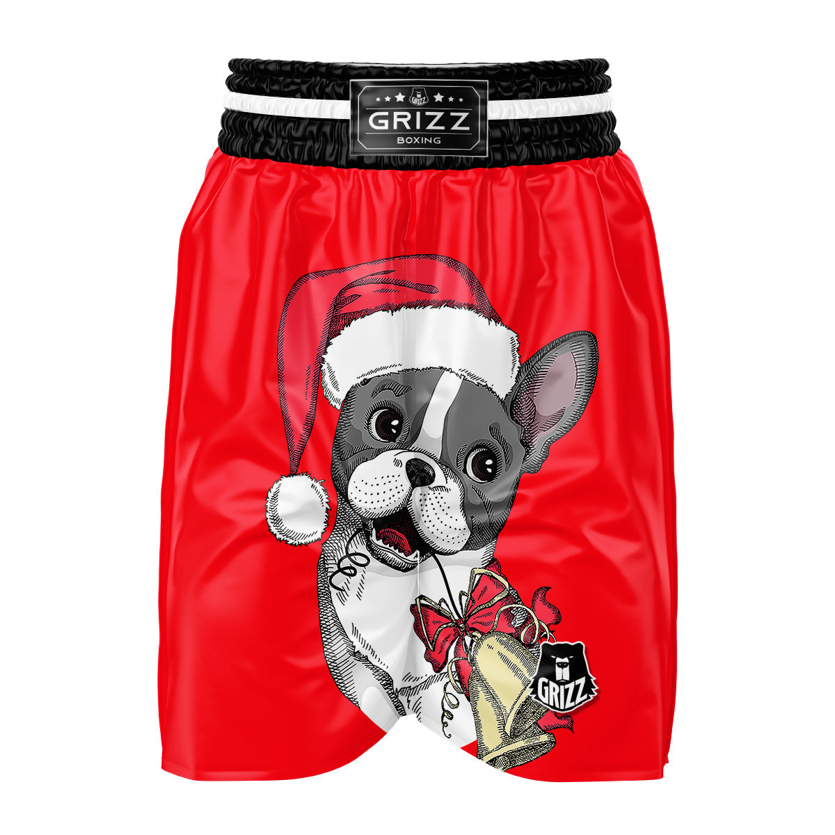 Santa Christmas French Bulldog Print Boxing Shorts-grizzshop