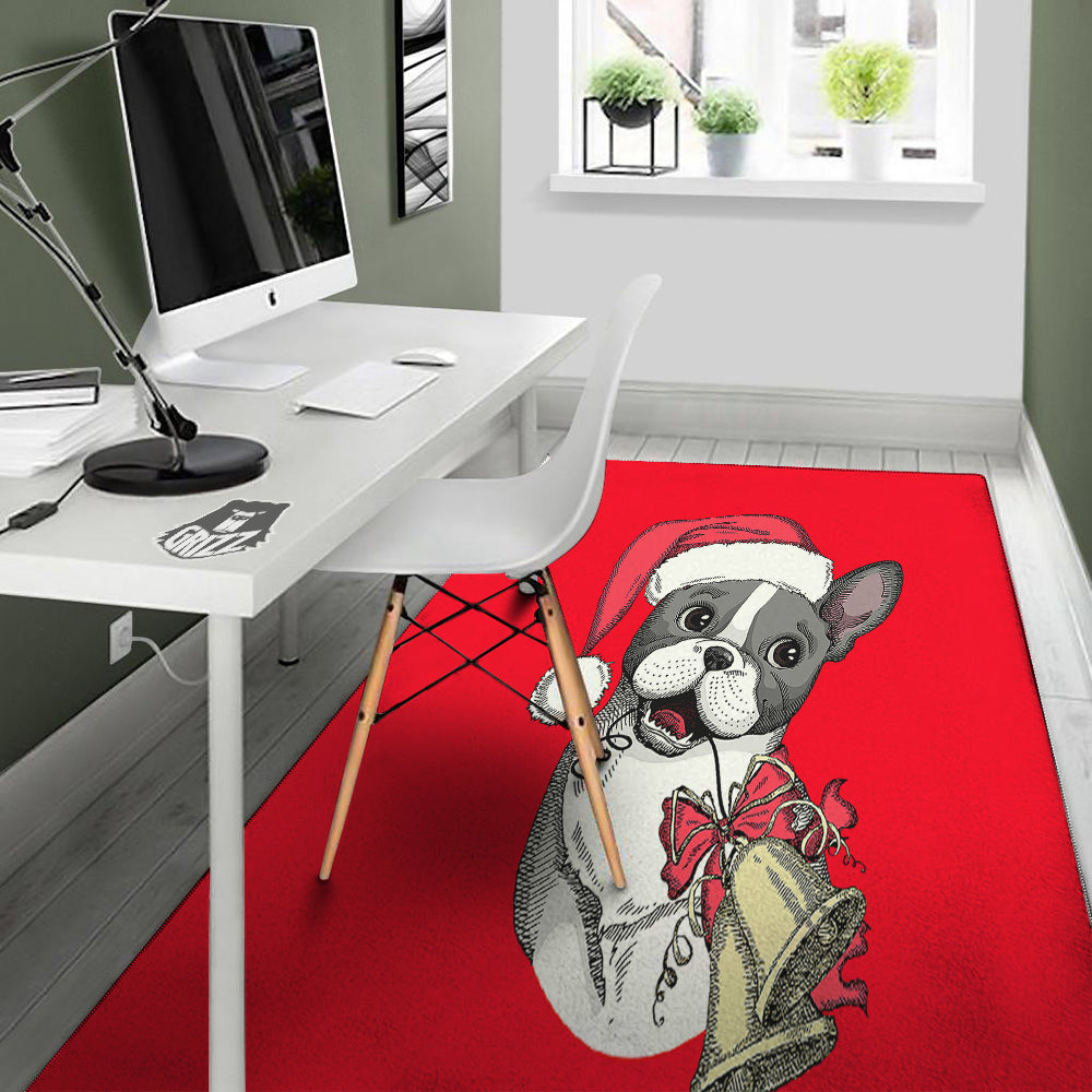 Santa Christmas French Bulldog Print Floor Mat-grizzshop