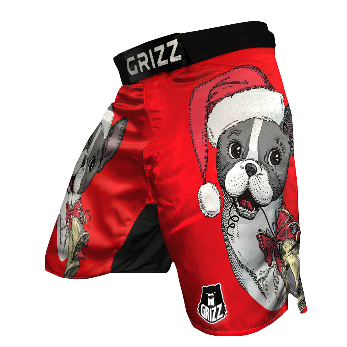 Santa Christmas French Bulldog Print MMA Shorts-grizzshop